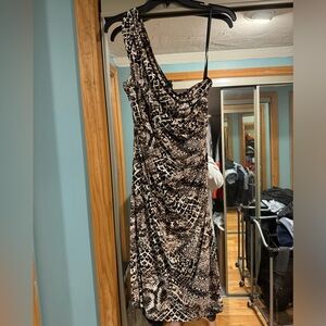 Leopard Print One-Shoulder Dress